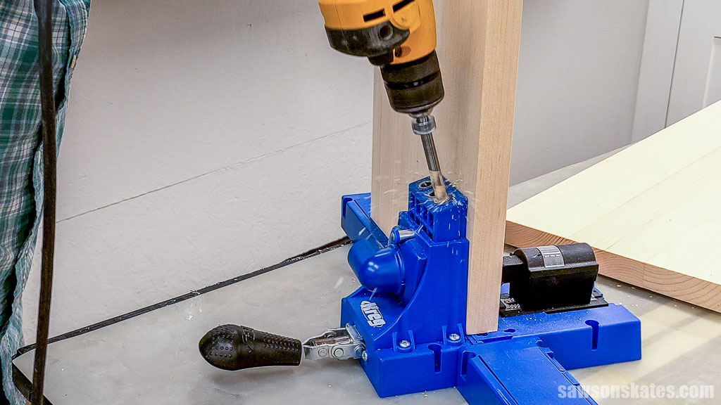 Drilling pocket holes with a pocket hole jig
