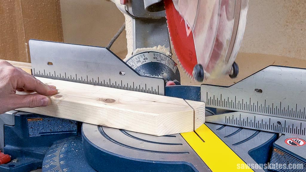 Cutting an angle on the end of board with a miter saw