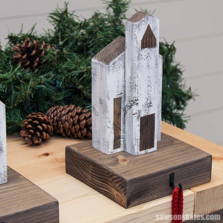 DIY Christmas Village Stocking Holders Saws on Skates®