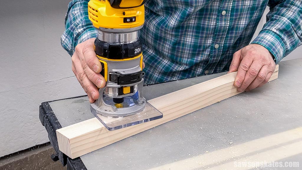 Using a handheld router to roundover a board's edges