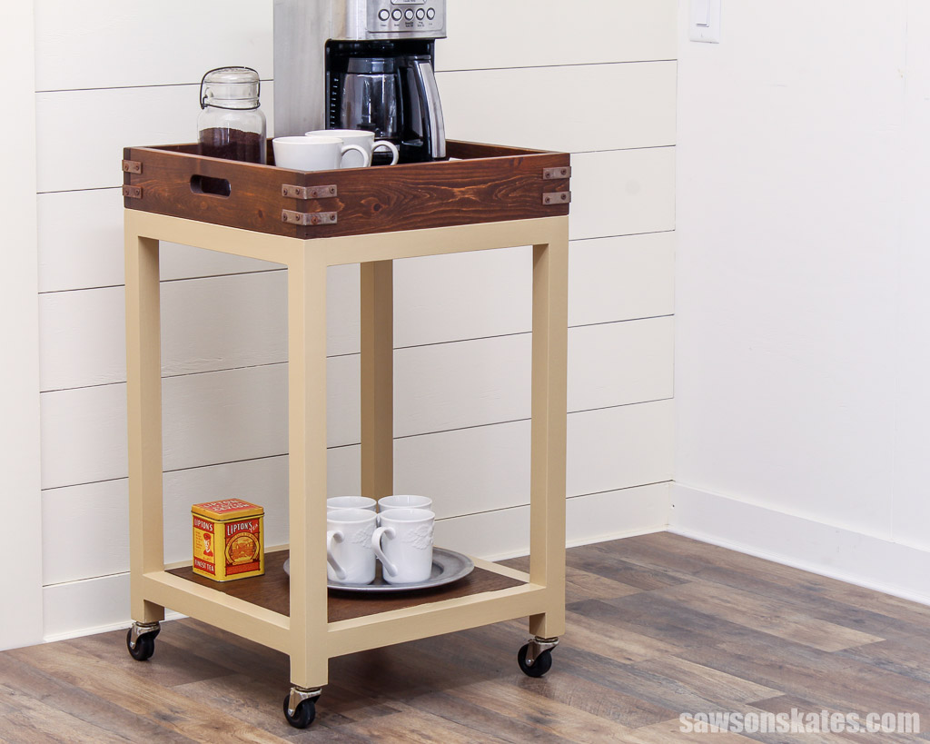 DIY coffee cart with removable serving tray