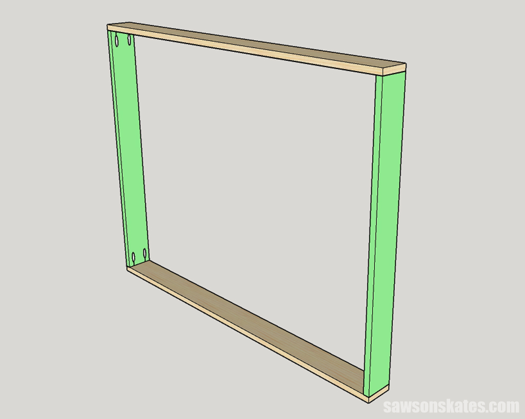 Sketch showing how to attach the sides to the top and bottom of a DIY clamp rack