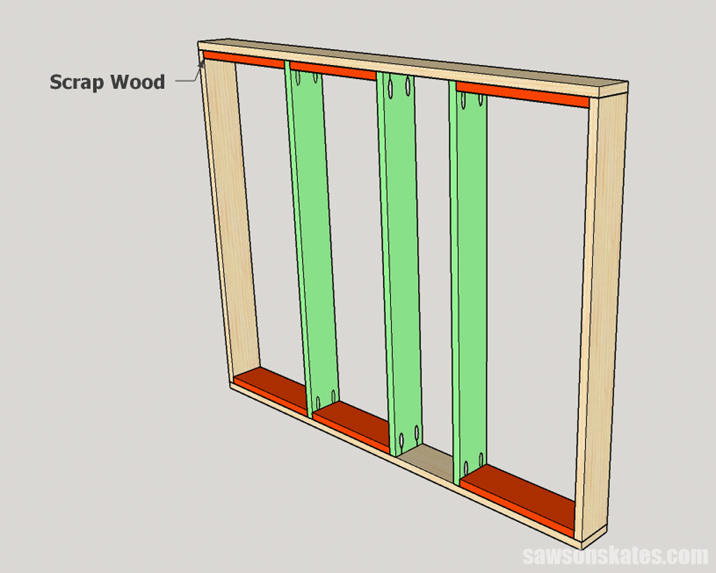 Diagram showing how to install the dividers in a DIY wall-mounted clamp storage rack