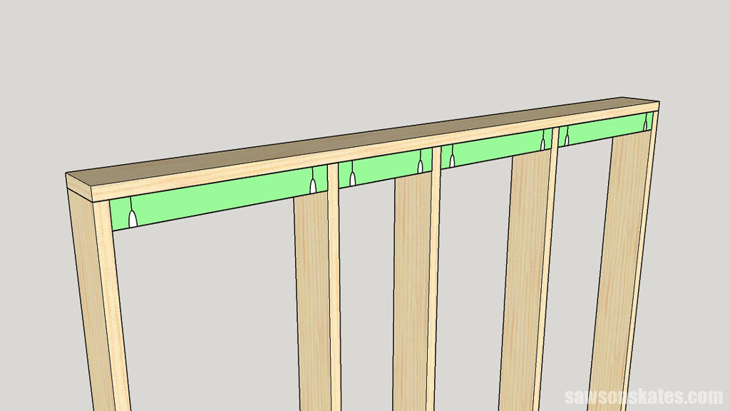 Sketch showing how to attach the braces to the back of a DIY clamp rack