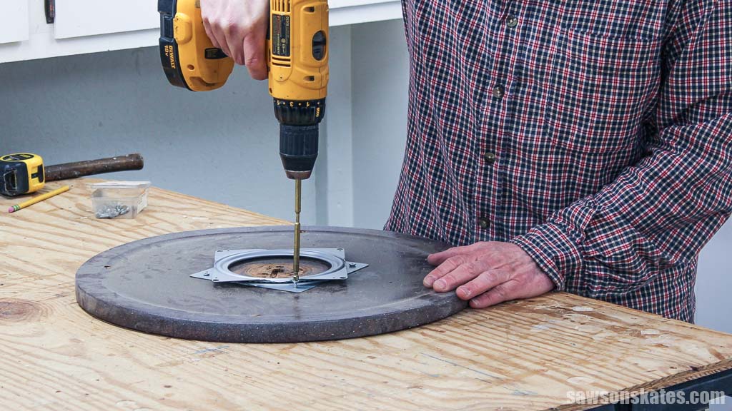 Attaching a lazy susan to a DIY paint turntable's base