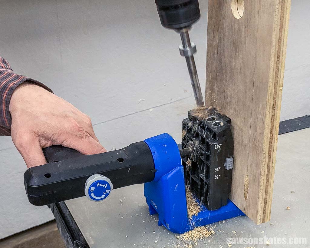 Drilling pocket holes with a pocket hole jig