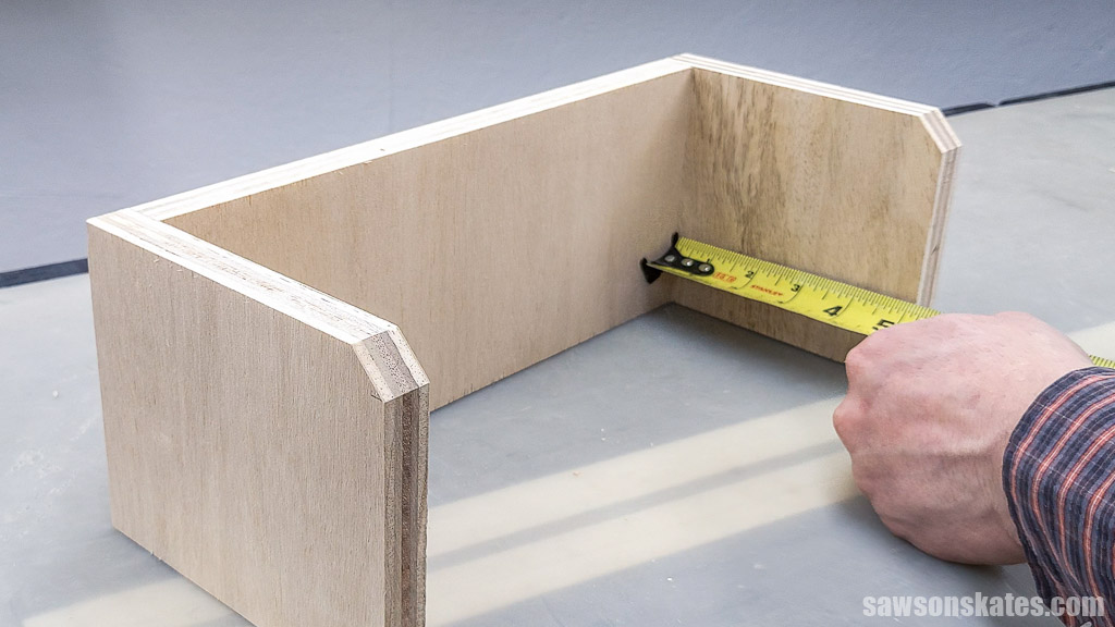 Measuring the depth for a DIY French cleat jigsaw rack's shelves