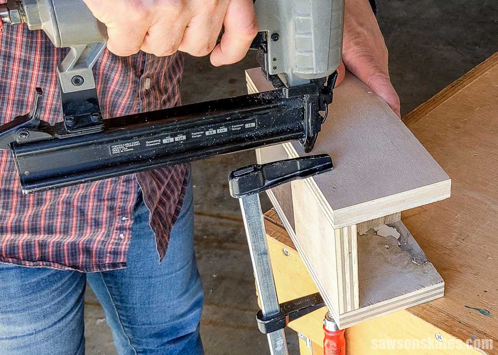 Attaching the second side with brad nails