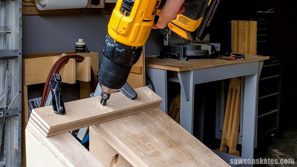Using a countersink bit to predrill holes