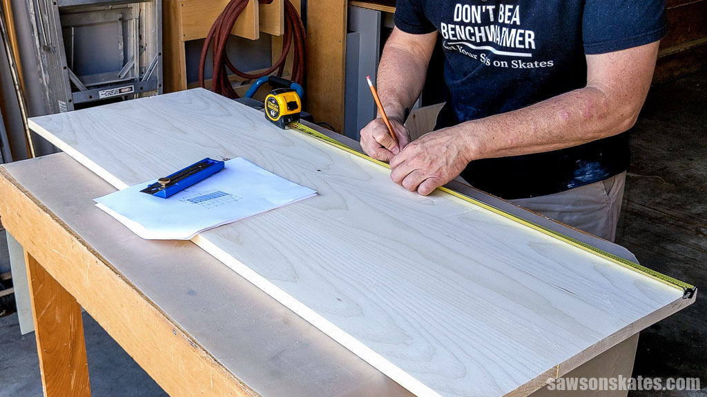 Marking the location for pocket holes on a side panel