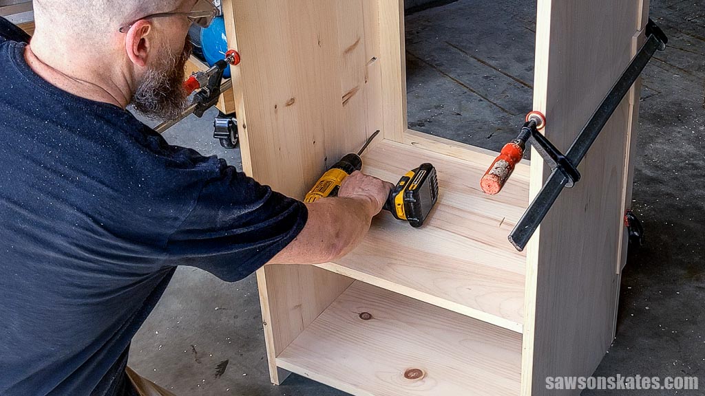 Assembling a printer cabinet with pocket holes