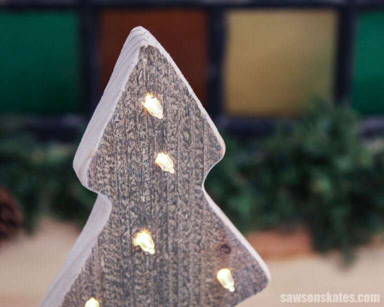 DIY Rustic Wooden Christmas Tree with Lights | Saws on Skates®