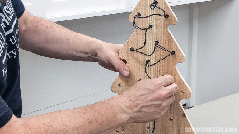DIY Rustic Wooden Christmas Tree with Lights | Saws on Skates®
