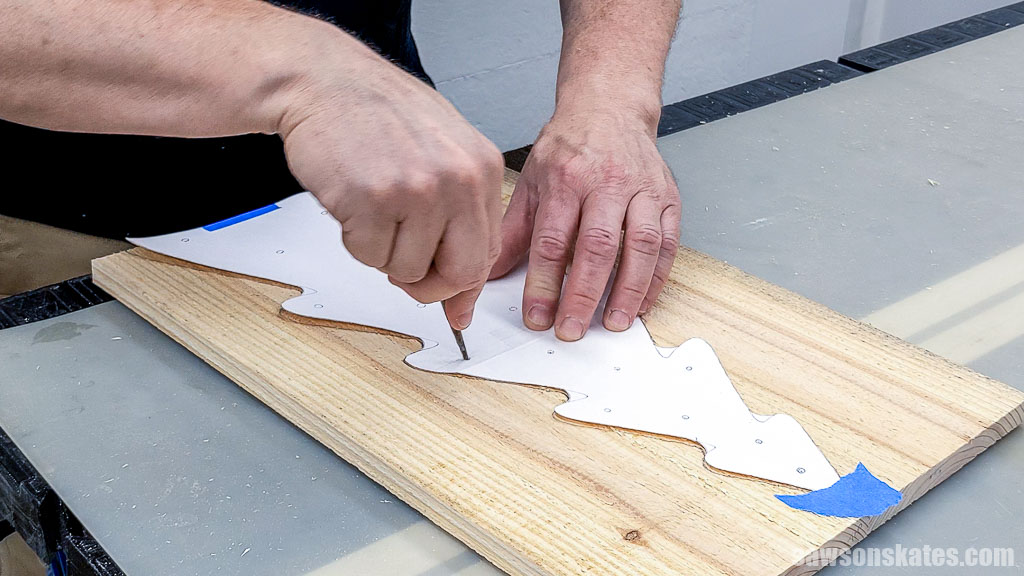 Marking the light locations with an awl