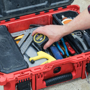 Removing a tape measure from a tool box