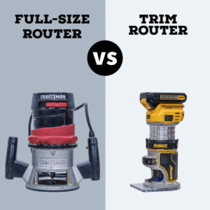Trim router and full-size router side-by-side