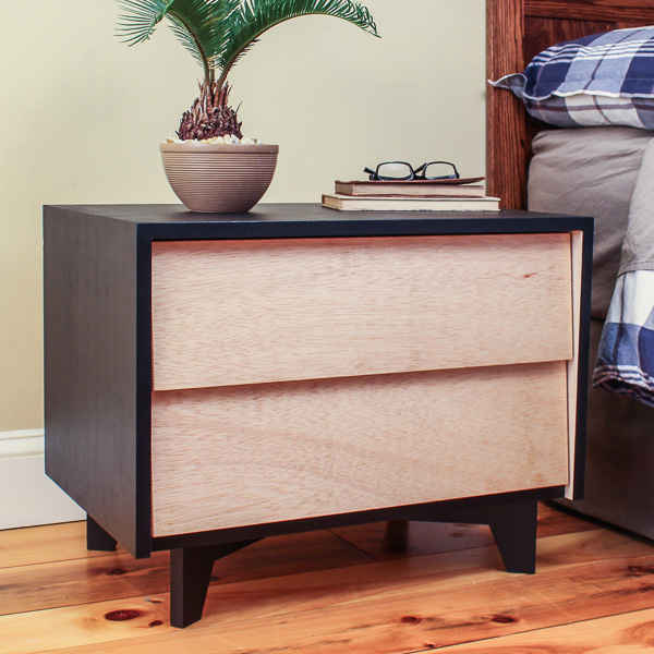 DIY Mid-Century Modern two-drawer nightstand