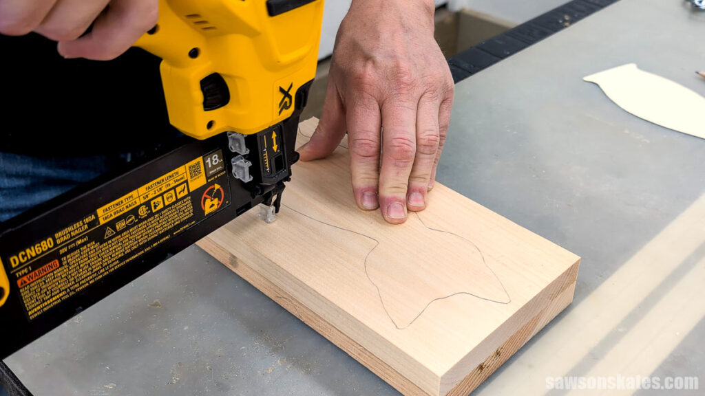 Joining two boards with a brad nailer