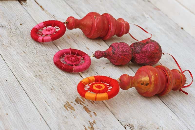upcycled curtain finial ornaments