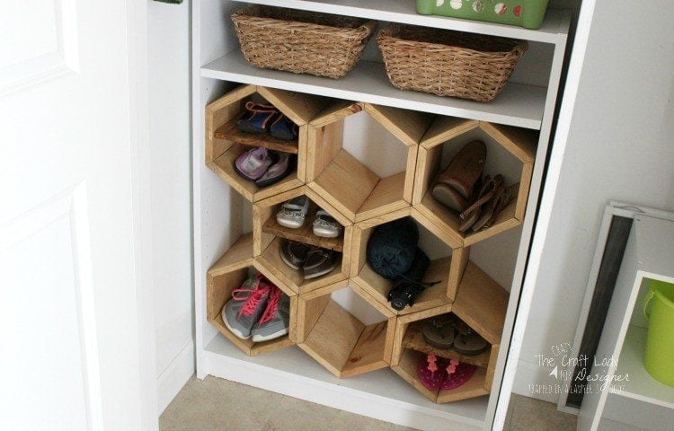 hexagon shoe storage diy