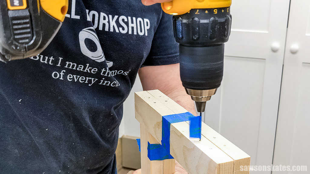 Making a pilot hole using a drill