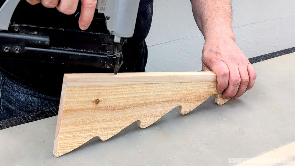 Attaching the narrow strip with a pin nailer