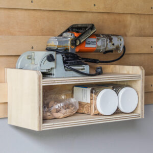 DIY biscuit joiner holder on French cleat wall