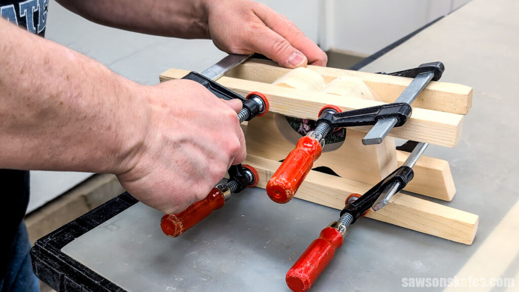 Clamping the frames together