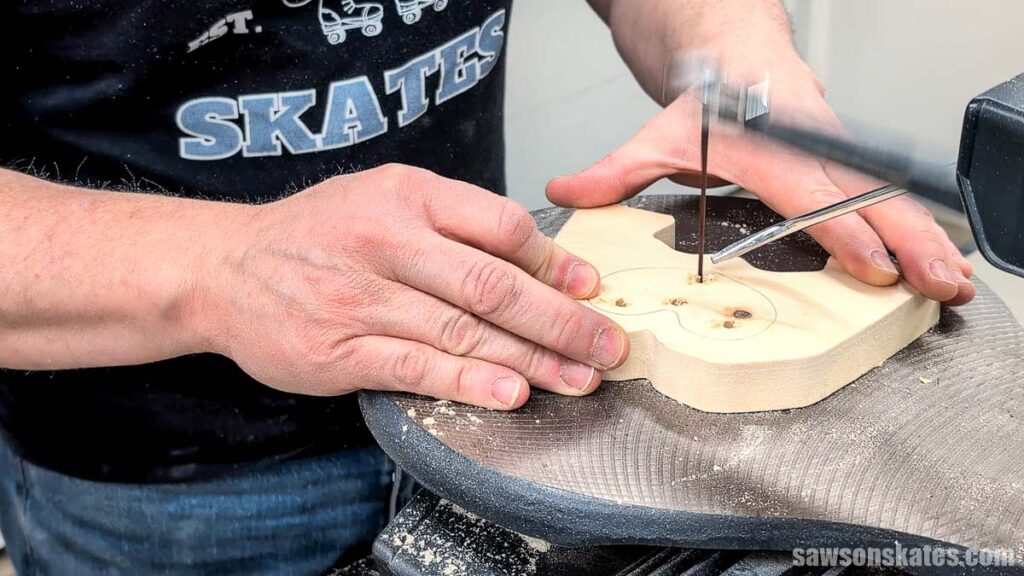 Cutting out an interior shape using a scroll saw