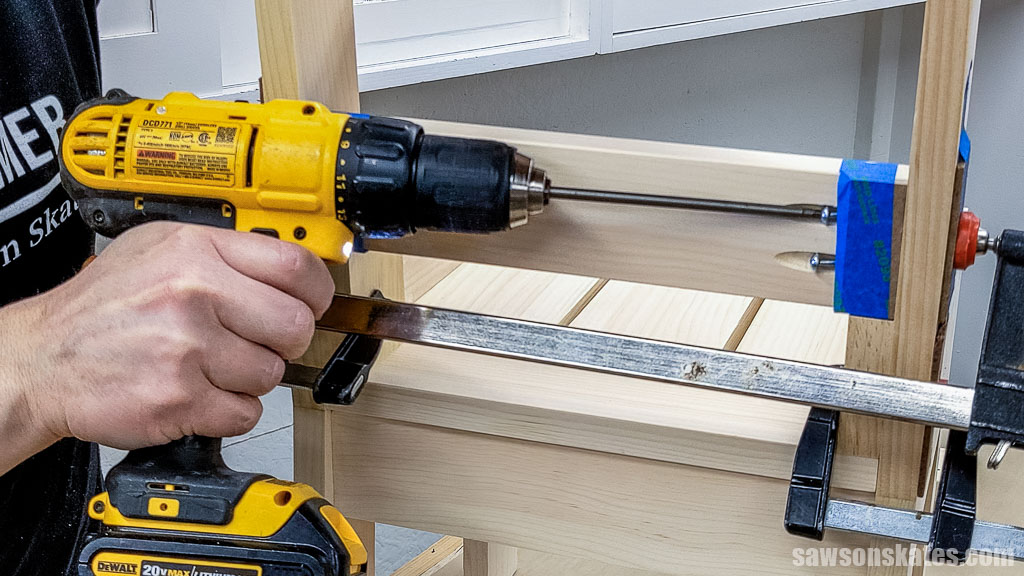 Installing the back seat rail with pocket hole screw