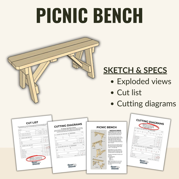Picnic bench Sketch & Specs graphic