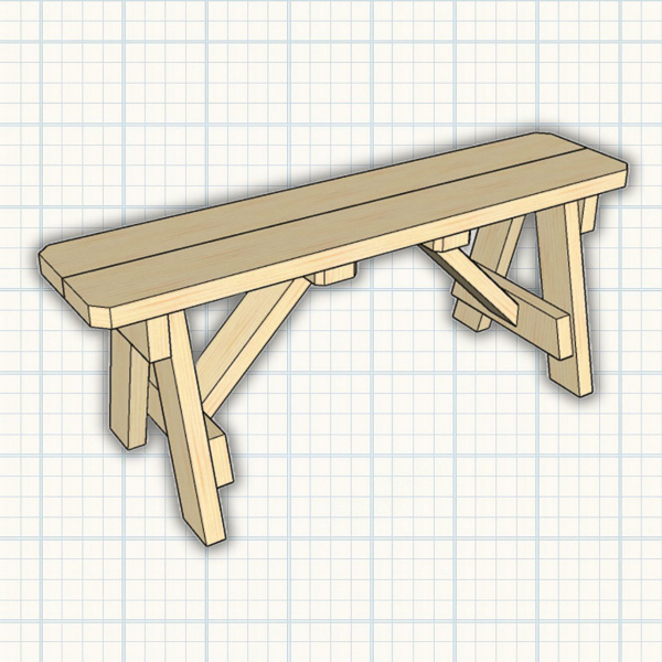 Sketch of a picnic bench on graph paper background