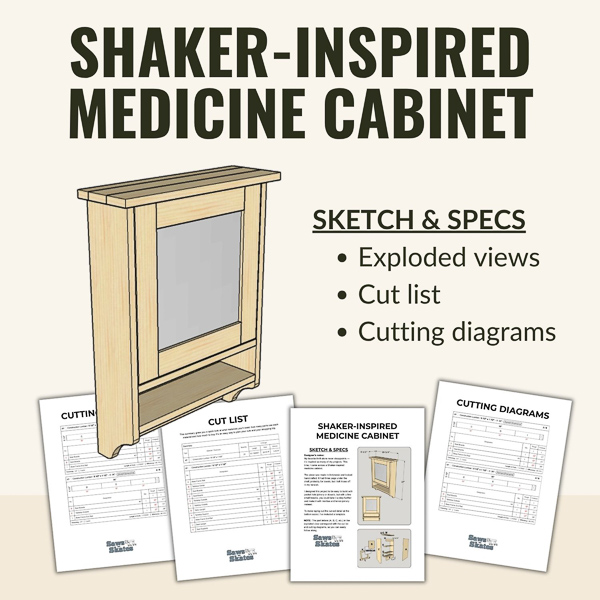 Shaker-inspired medicine cabinet plan graphic
