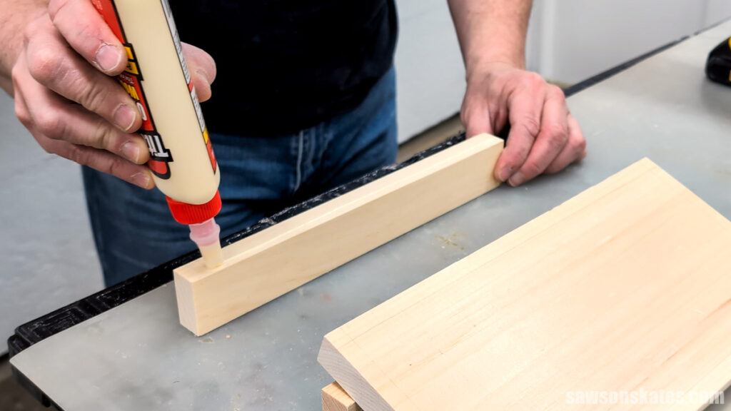 Applying glue to the edge of a board