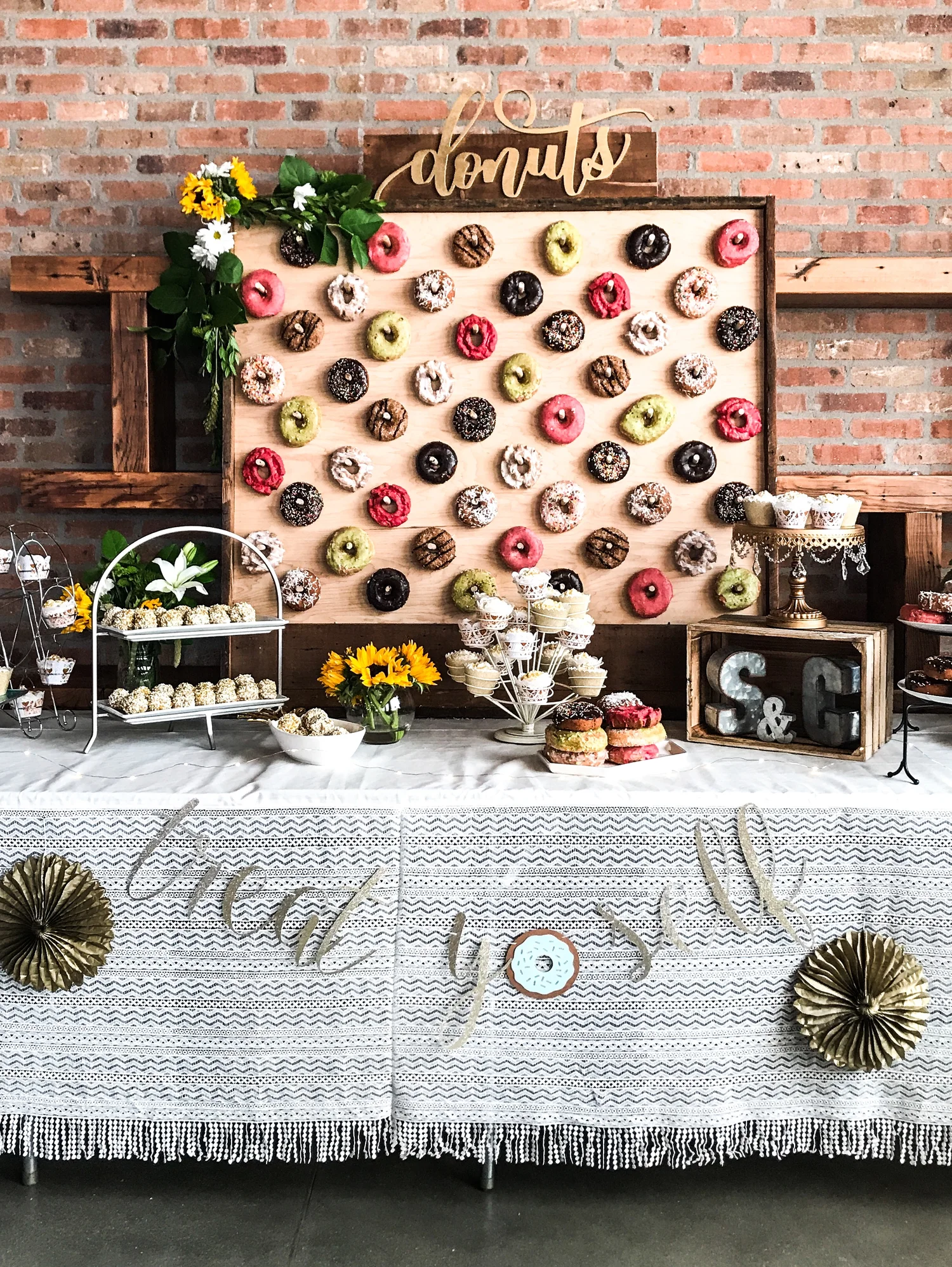 wood donut wall display