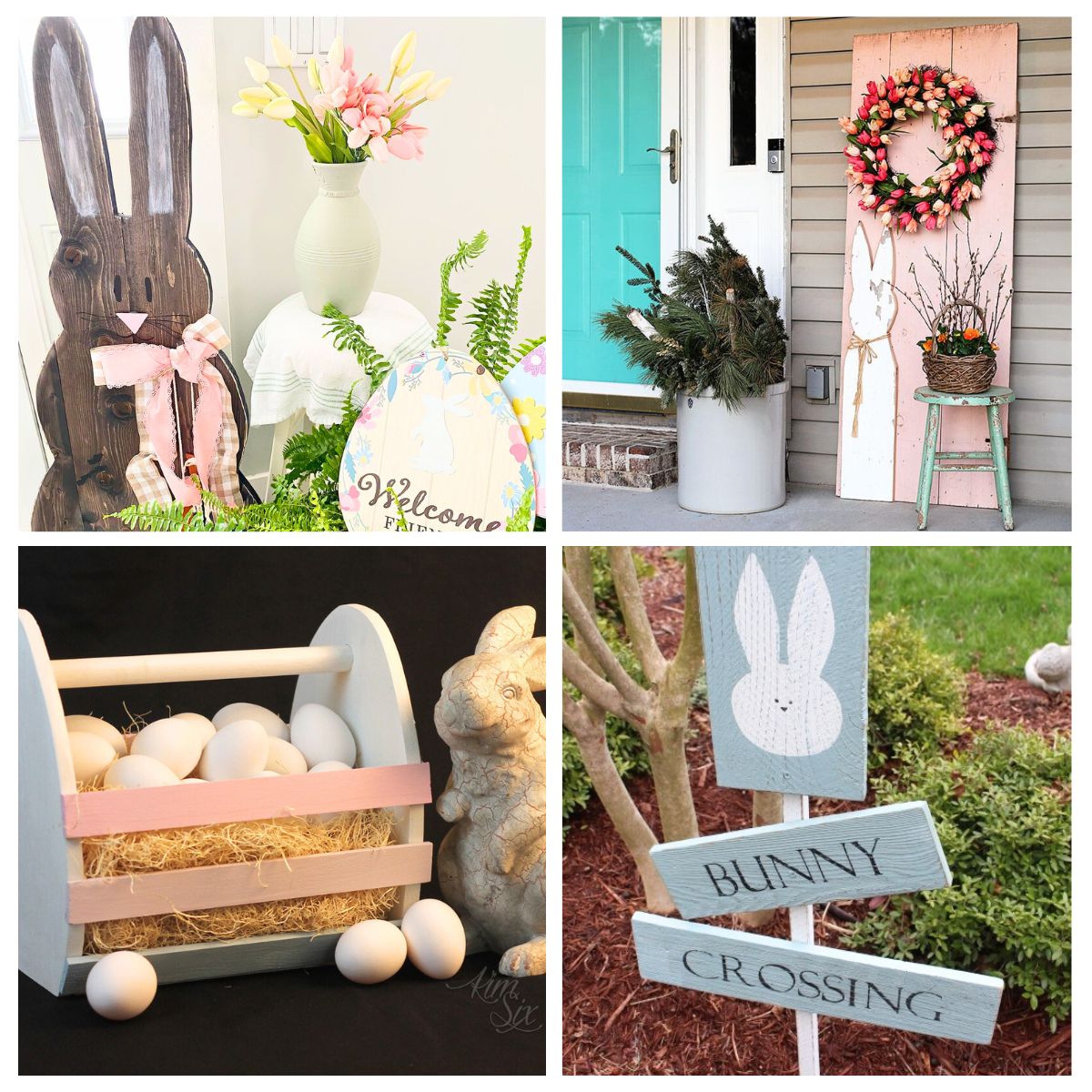 4 image collage with DIY Easter Wood Crafts