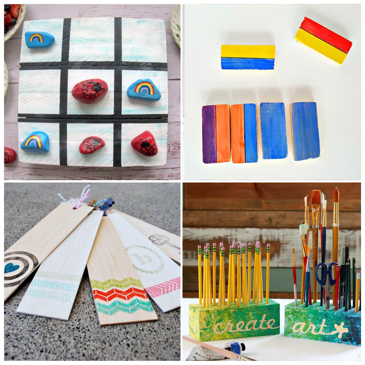 4 image collage with Wood Projects for Kids
