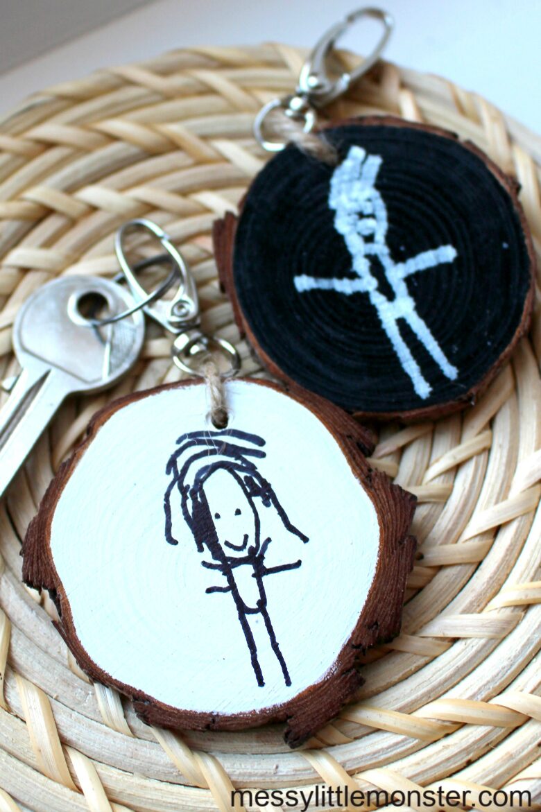 wood slice keychain