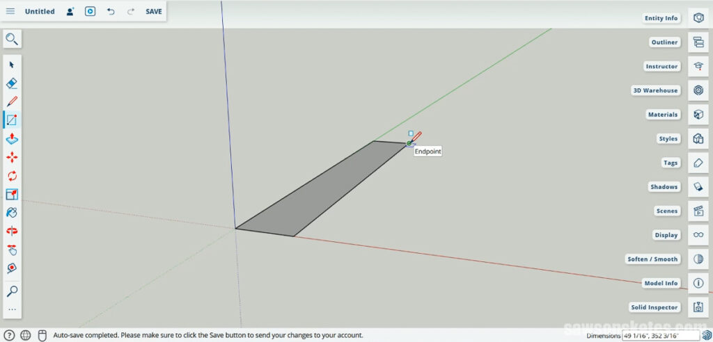 Drawing a rectangle in SketchUp Free