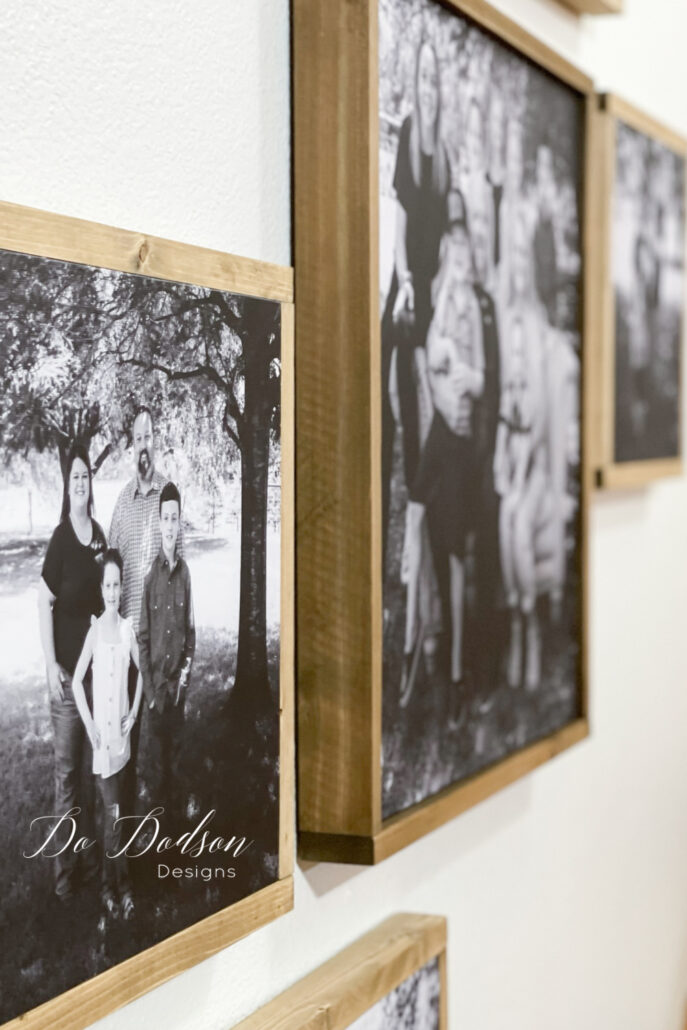 close up of diy wall picture frames