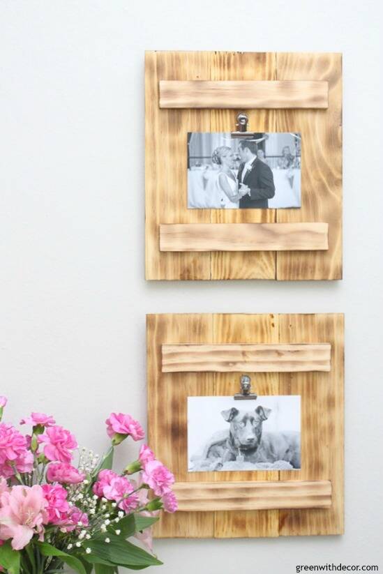 diy wood frames with a burned wood finish