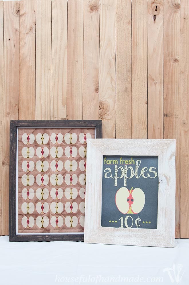 2 rustic wood frames shown on wood backdrop