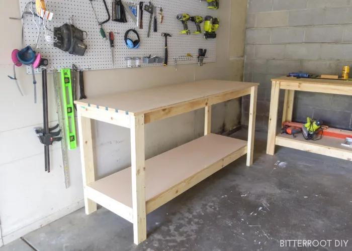 Basic workbench in a garage