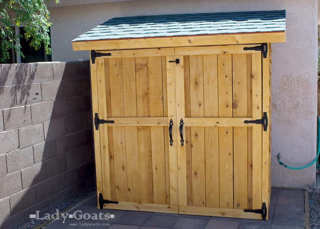 Small cedar shed with two doors