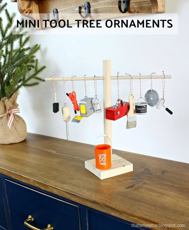 Mine wood tools hanging from a rack