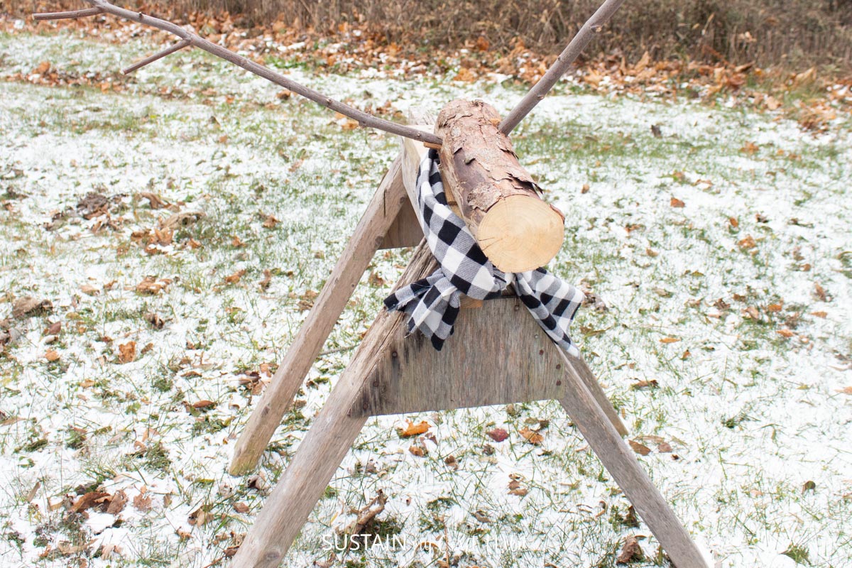 DIY outdoor Christmas reindeer in a yard