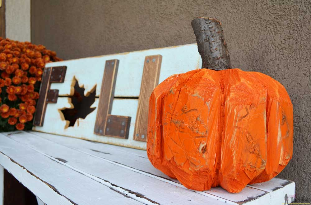 Stump cut to look like a pumpkin