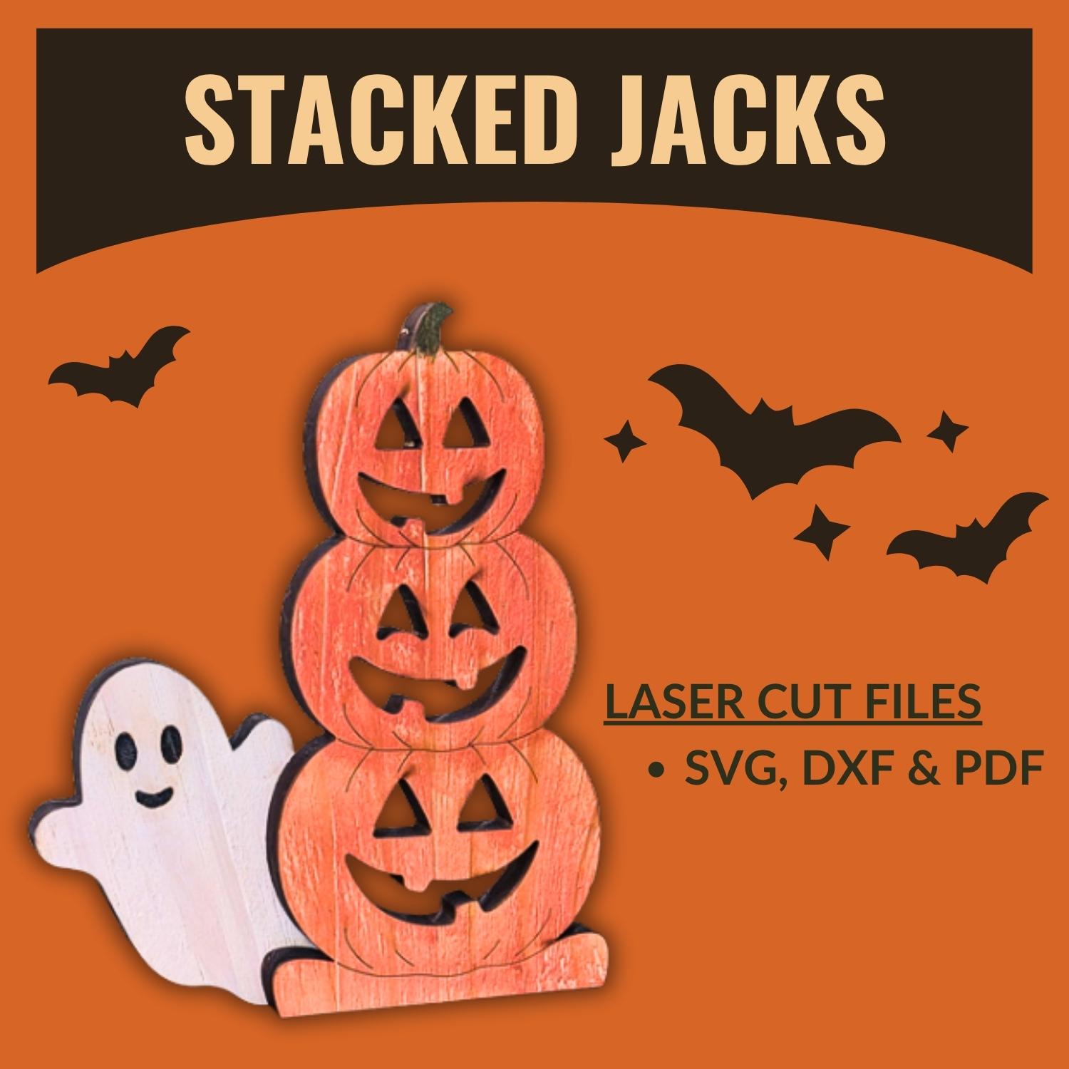 Laser cut files graphic for the stacked pumpkin shelf sitter