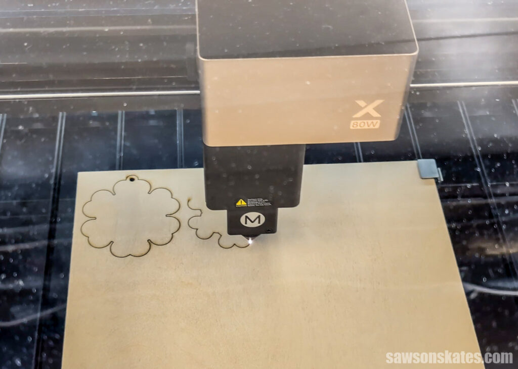 xTool P3 cutting out a Christmas ornament