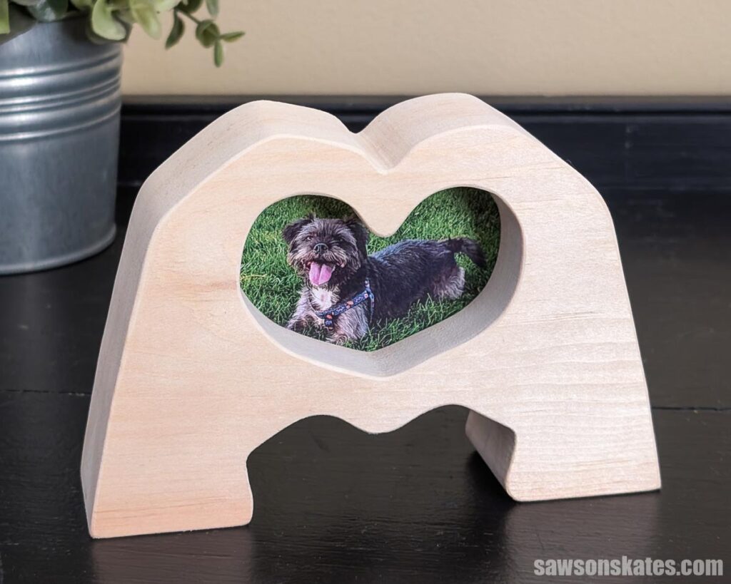 Heart hands picture frame made from scrap wood